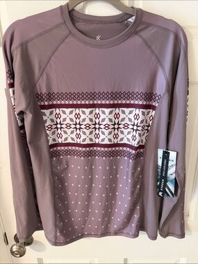 NWT Kyodan Mauve Fair Isle Base Layer Top Gorpcore Size Large